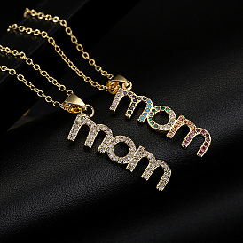 18K Gold Plated CZ MOM Pendant Necklace - Perfect Mother's Day Gift!