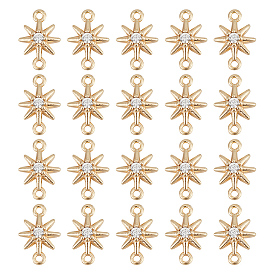 20шт. латунные подвески-соединители с прозрачным кубическим цирконием, без никеля , звездные ссылки