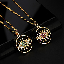 Bohemian Style Eye Necklace with Colorful Zircon and Hollow Design