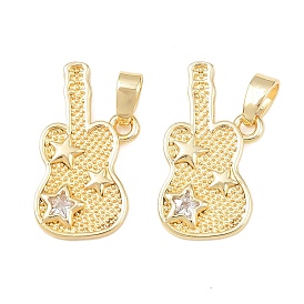 Латунные микро проложить кубического циркония подвески, гитара со звездой