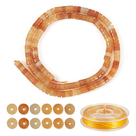 1 Нить из натуральных красных бусин авантюрина, Heishi бусы, Плоский круглый / диск, 1 свернуть прочную эластичную эластичную нить