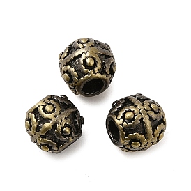 Tibetan Style Rack Plating Brass Bead, Long-Lasting Plated, Round