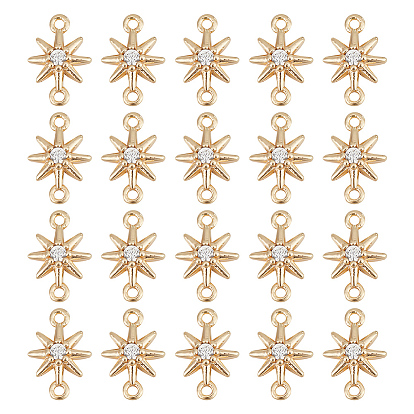 20шт. латунные подвески-соединители с прозрачным кубическим цирконием, без никеля , звездные ссылки