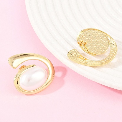 Серьги-гвоздики в виде вихревой спирали из латуни и АБС-пластика с имитацией жемчуга, долговечный, без свинца и без кадмия, реальный 18 k позолоченный