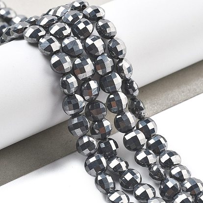 Терагерц каменные бусы пряди, граненые, плоско-круглые