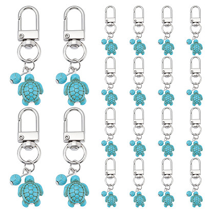 20шт. подвеска из искусственной бирюзы в виде морской черепахи, с поворотными застежками сплава