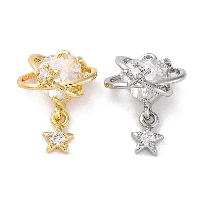 Латунные микро проложить кубического циркония подвески, без кадмия, без никеля и без свинца, сердце со звездными подвесками