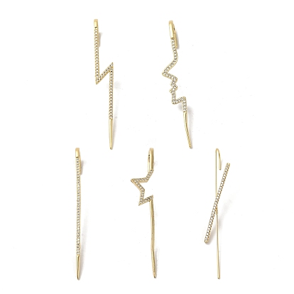Blitz/Stern/Buchstabe x Messing Micro Pave klare Zirkonia Ohrring Crawler Haken Ohrringe für Frauen, echt 18 k vergoldet