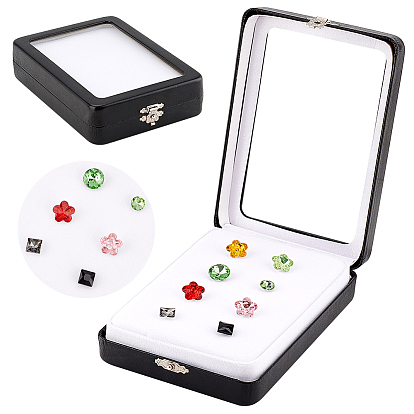 Пластиковые коробки для упаковки россыпью алмазов, прозрачный футляр для драгоценных камней с бархатной подкладкой