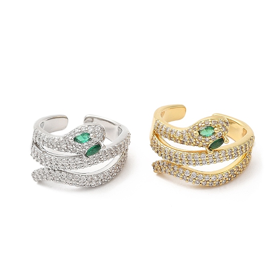Открытые манжеты в виде змеи с кубическим цирконием, латунное полое кольцо, без кадмия и без свинца