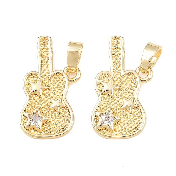 Латунные микро проложить кубического циркония подвески, гитара со звездой