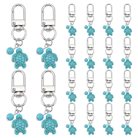 20шт. подвеска из искусственной бирюзы в виде морской черепахи, с поворотными застежками сплава