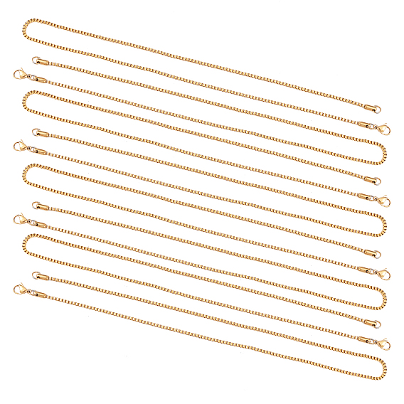 304 Stainless Steel Box Chain Necklaces, with Lobster Claw Clasps