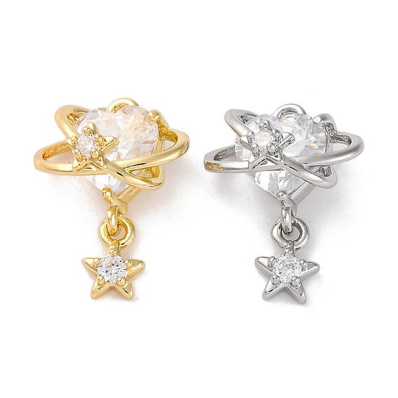 Латунные микро проложить кубического циркония подвески, без кадмия, без никеля и без свинца, сердце со звездными подвесками