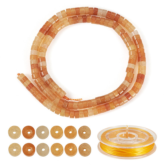 1 Нить из натуральных красных бусин авантюрина, Heishi бусы, Плоский круглый / диск, 1 свернуть прочную эластичную эластичную нить