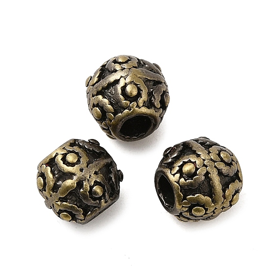 Tibetan Style Rack Plating Brass Bead, Long-Lasting Plated, Round