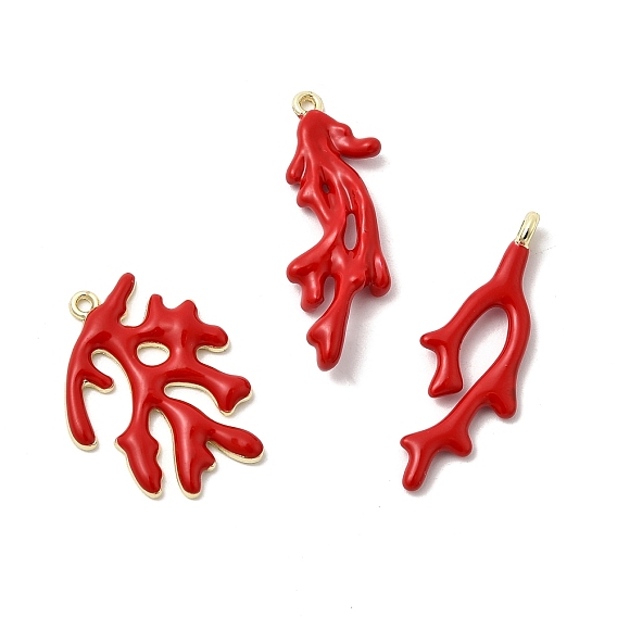 Подвески из эмали и сплава, подвески в форме коралла, золотые