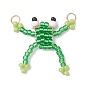 Стеклянные подвески из бисера, лягушки, с медной проволокой, обернутой вокруг кольцами из нержавеющей стали, зелёные