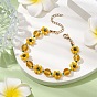 Цветочные браслеты из натурального кварцевого хрусталя с бусинами для женщин, со стеклянными бусинами и золотым ионным покрытием (IP) 304 застежки-клешни из нержавеющей стали