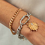2шт. 2 стили браслетов из сплава, железа и хрустальных стразов с подвесками и браслетов-цепочек для женщин, солнце