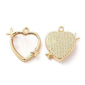 Natural Shell Heart Charms with Brass Findings