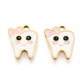 304 нержавеющей стальной эмали подвески, зубные чары, ионное покрытие (ip), реальный 18 k позолоченный