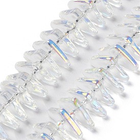 Electroplate Glass Beads Strands, Triangle, AB Color Plated