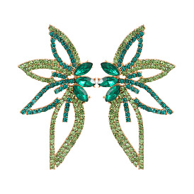 Sparkling Flower Alloy Stud Earrings with Rhinestone for Women
