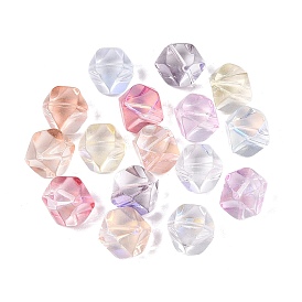 Гальванизируйте прозрачные стеклянные бусины, кубические, граненые, с покрытием цвета радуги, спекающийся лак