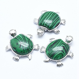 Gemstone Pendant, with Alloy Findings, Tortoise, Platinum