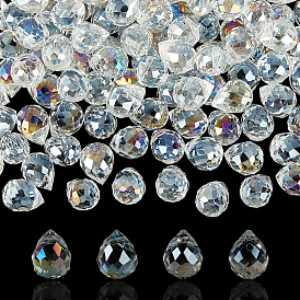 150 прозрачные стеклянные бусины, сверху просверленные бусы, с покрытием AB цвета, Грановитая Teardrop