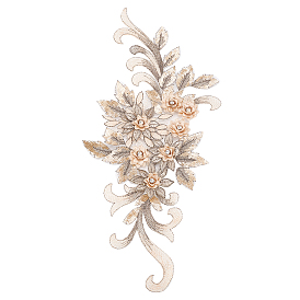 3D Flower Pattern Computerized Embroidery Appliques, Beaded Lace Appliques, Costume Cheongsam Accessories