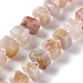 Natural Cherry Blossom Jasper Beads Strands, Faceted, Flat Round