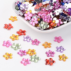 Acrylic Rhinestone Flat Back Cabochons, Flower, 11x2mm, Hole: 1mm