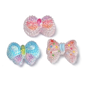 Transparent Epoxy Resin Cabochons, with Paillettes, Bowknot