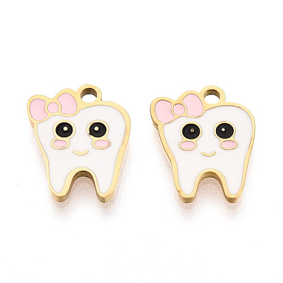 304 нержавеющей стальной эмали подвески, зубные чары, ионное покрытие (ip), реальный 18 k позолоченный