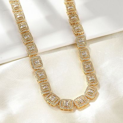 Латунные прямоугольные цепочки с микропаве из кубического циркония для женщин, стойки покрытие, долговечный, без кадмия и без свинца