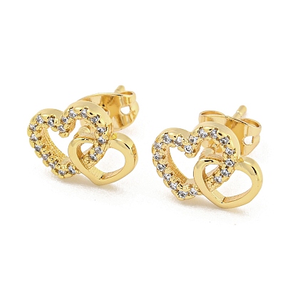 Brass Micro Pave Cubic Zirconia Ear Studs
