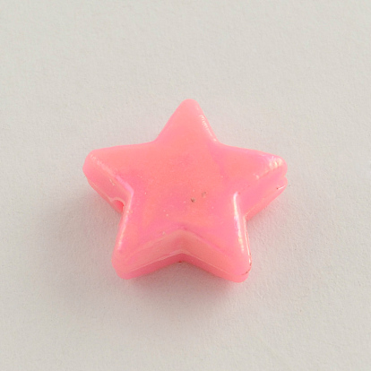 AB Color Plated Acrylic Beads, Star, 14x14x5mm, Hole: 2mm, about 1080pcs/500g