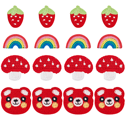 24шт 4 стиль вязания крючком аппликации, хлопчатобумажная пряжа спицами вышитые украшения на сумку, одежда, повязки, шляпы, подушка