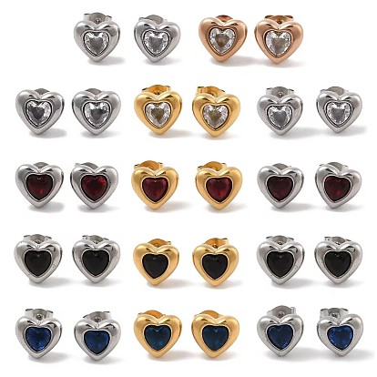 Ионное покрытие (ip) 304 серьги-гвоздики в форме сердца из нержавеющей стали, с микро проложить кубического циркония