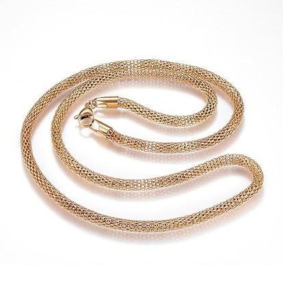 Collar de 304 acero inoxidable con cadena de malla, con cierre de langosta