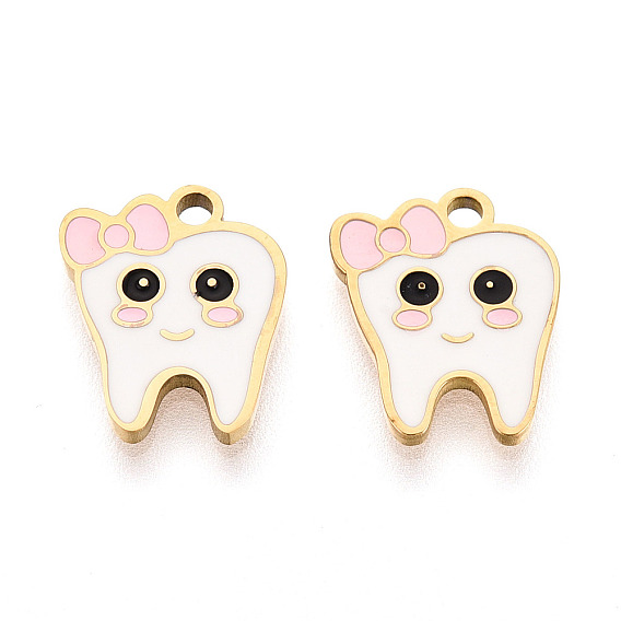 304 нержавеющей стальной эмали подвески, зубные чары, ионное покрытие (ip), реальный 18 k позолоченный