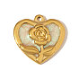 304 нержавеющей стальной эмали подвески, сердце с цветочными подвесками, ионное покрытие (ip)