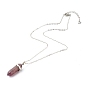 Bullet Shaped Natural Gemstone Pendant Necklaces, with 304 Stainless Steel Open Jump Rings & Chain Extender, Zinc Alloy Lobster Claw Clasps