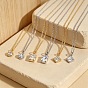 Brass Pave Clear Cubic Zirconia Geometric Pendant Necklaces