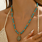 Винтажные ожерелья в этническом стиле из натуральной бирюзы с овальными бусинами для вечеринки для женщин
