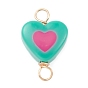 Opaque Resin Connector Charms, Heart Links with Copper Wire Loops, Mixed Color