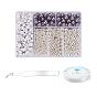 DIY Necklace Making, with ABS Plastic, Alphabet Style & Imitation Pearl Acrylic Beads, with Clear Elastic Crystal Thread, Curved Tip 410 Stainless Steel Pointed Tweezers