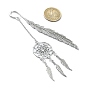 Tibetan Style Alloy Feather Bookmarks, Woven Net/Web Pendant Bookmark with Long Chain